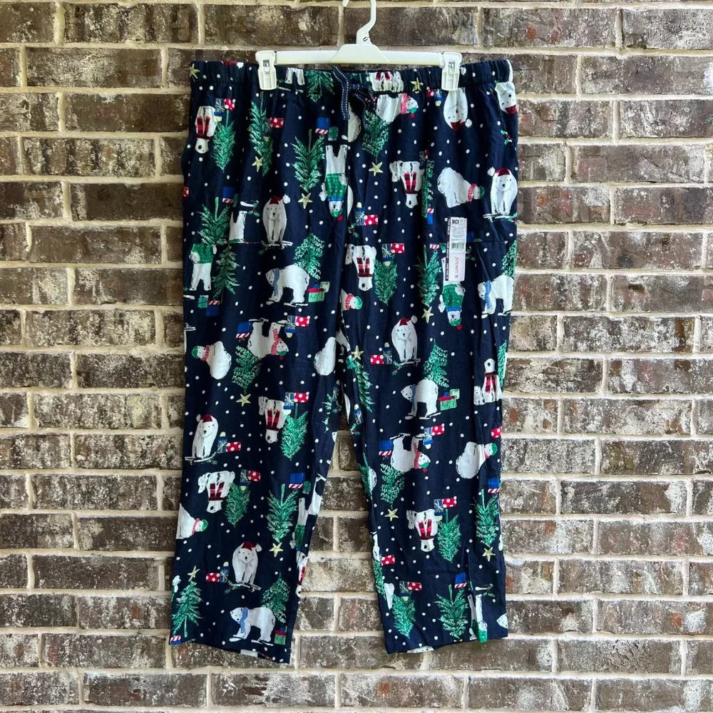 JOYSPUN Womens Christmas Flannel Lounge Pants Polar Bears Print Size 3X NEW